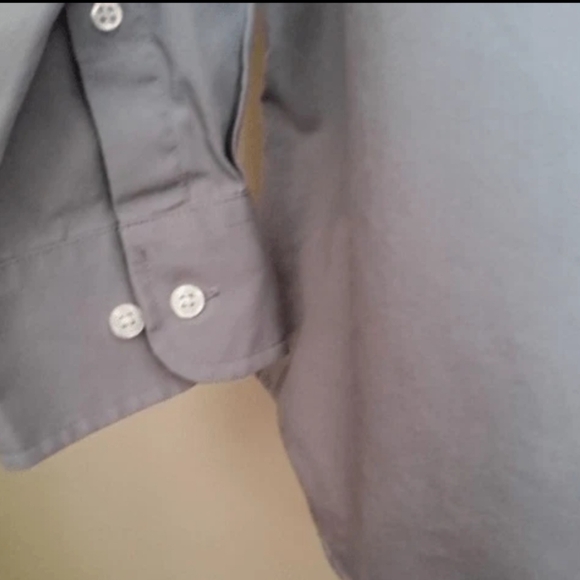 M17 Croft & Barrow Men's Long-Sleeve Dress Shirt Easy Care Gray w White Buttons - Picture 3 of 9